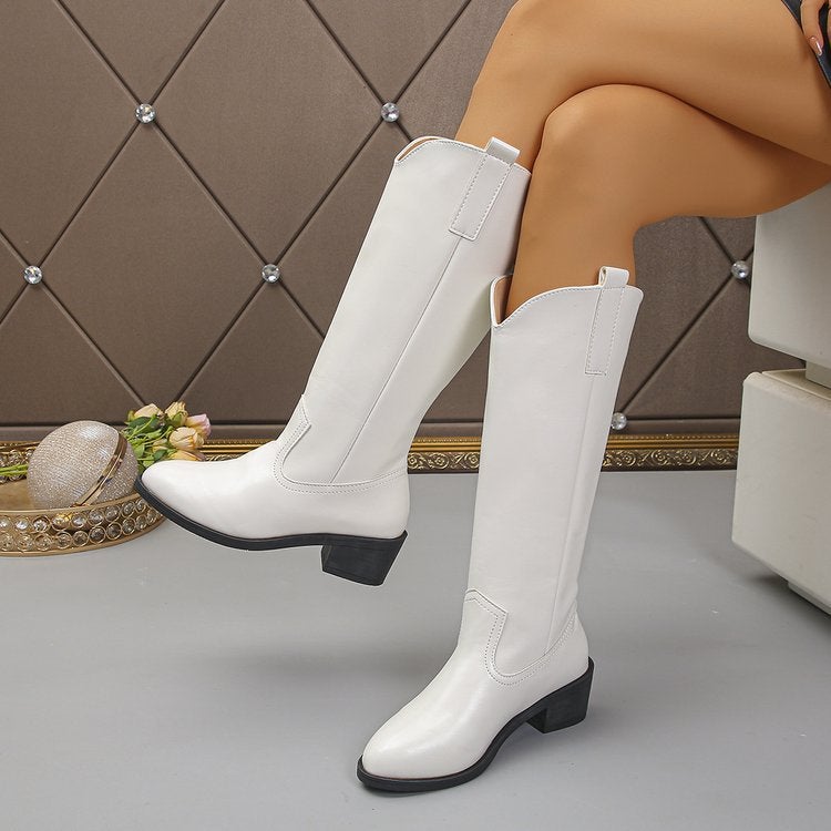 2025 Autumn/Winter New Boots Embroidered Knight Boots Mid-Calf Martin Boots Retro Knight Boots - Image 4